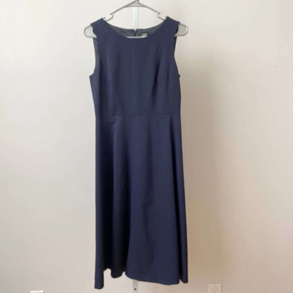 J.Crew 6 Navy Blue Wool Midi Dress Career Minimalist Preppy Workwear